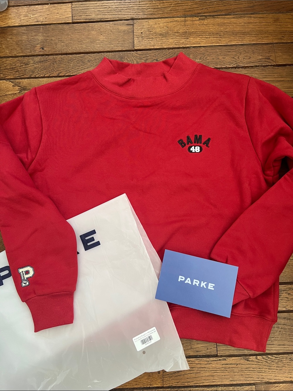 PARKE Alabama Crimson Tide Fleece Graphic Mockneck Size S/M New In Bag NWT